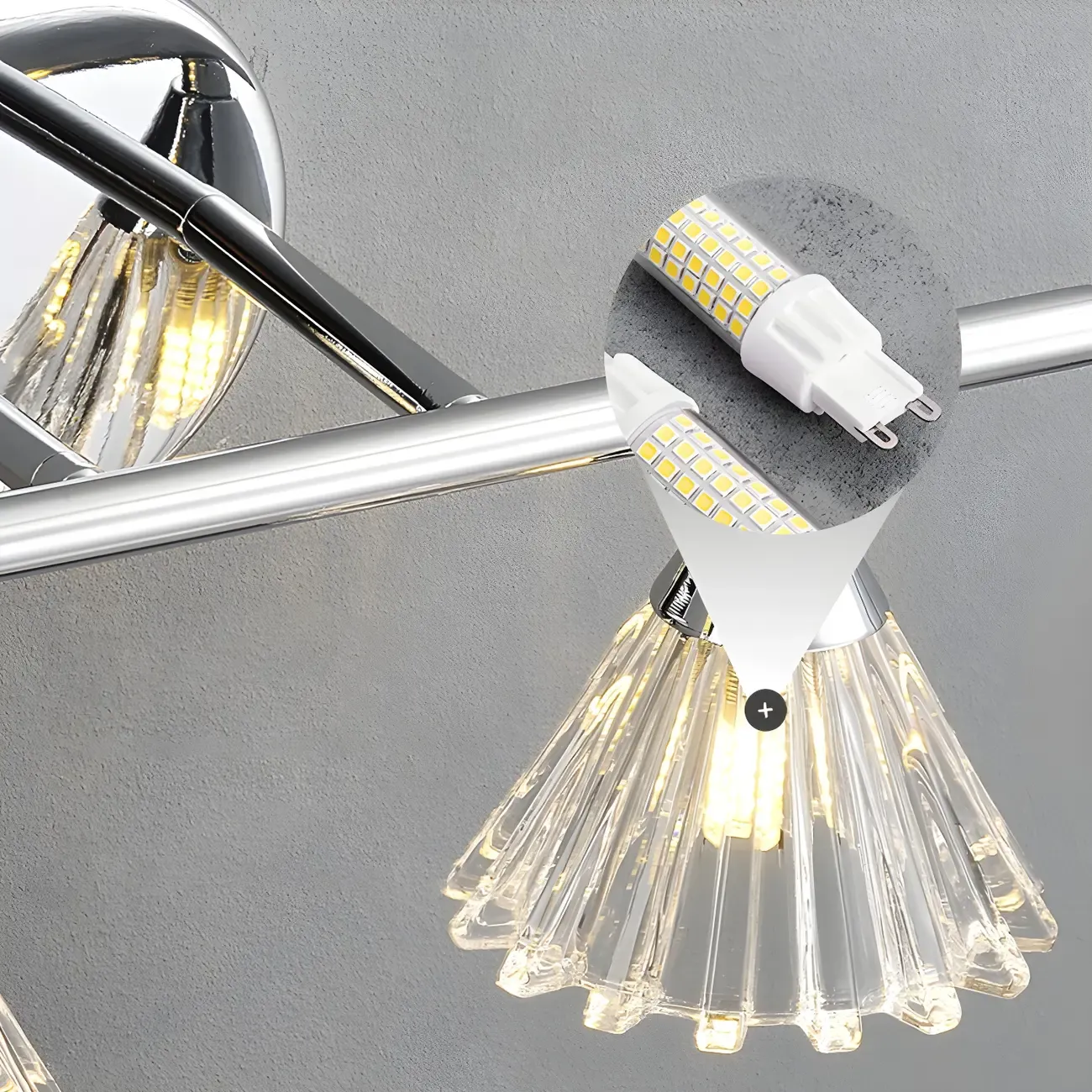 Modern Bell Glass Silver Bathroom Vanity Light