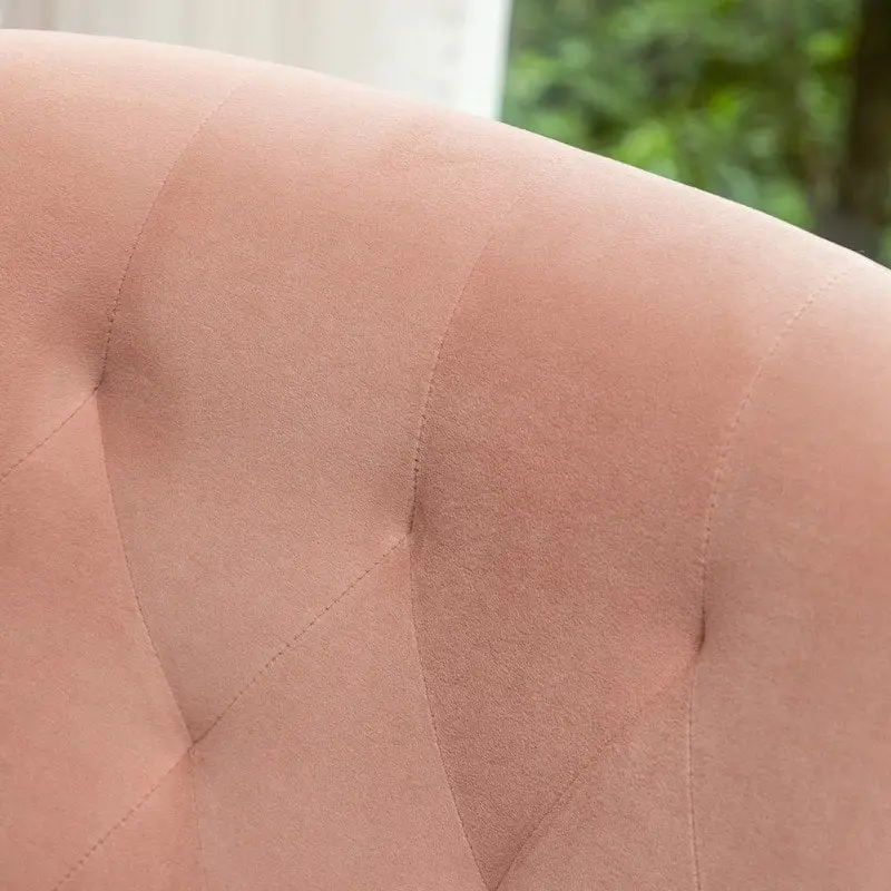 SEYNAR Modern Boucle Velvet Upholstered Accent Dining Chair Set of 2 Tufted Back Armless Chair with Golden Legs