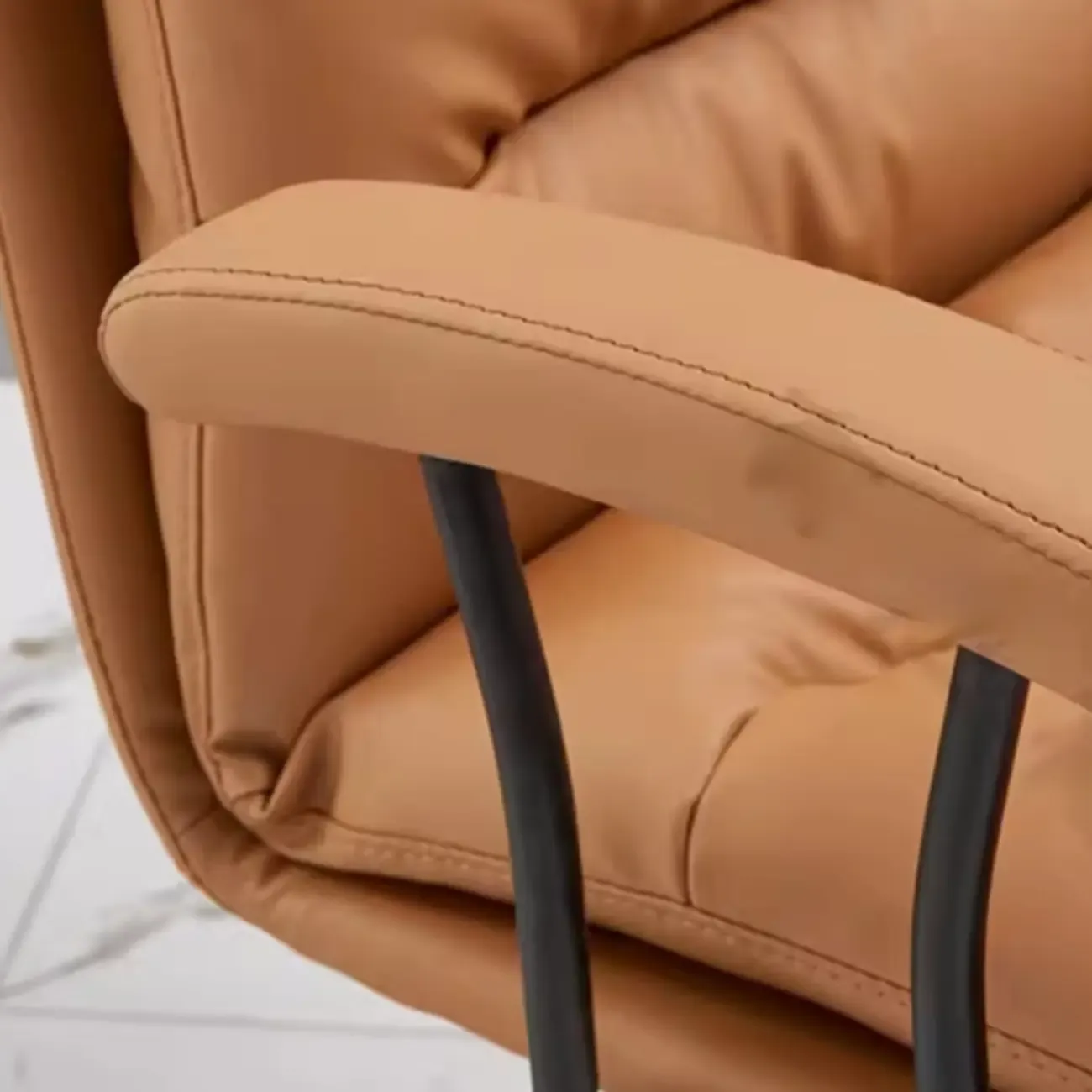Modern Brown Leather Swivel Office Chair