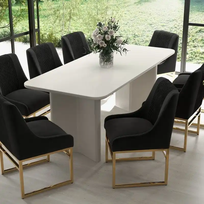 SEYNAR Contempoary Velvet Dining Chair with Metal Frame Legs, set of 6