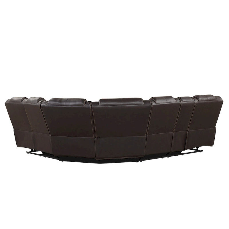 Modern Faux Leather Manual Reclining with Center Console with LED Light Strip,Living Room Furniture Set,PU Symmetrical Couch