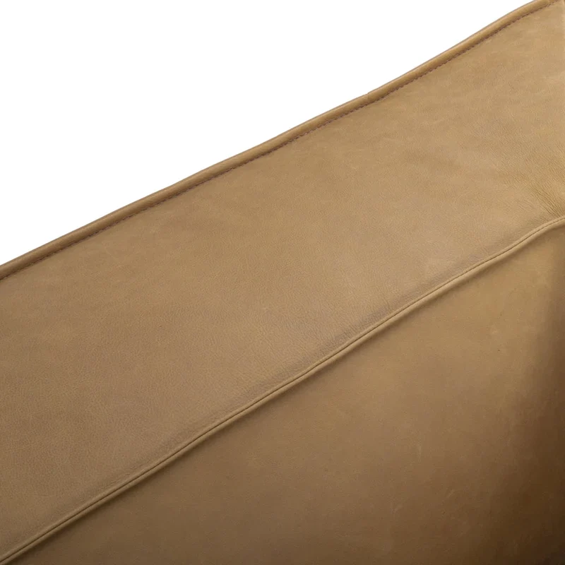 Brown/Light Brown Genuine Aniline Leather Sofa, Square Arms, 100
