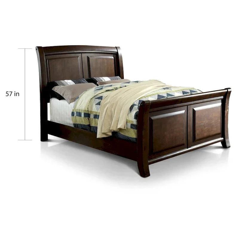 Modern Brown Solid Wood Sleigh Bed