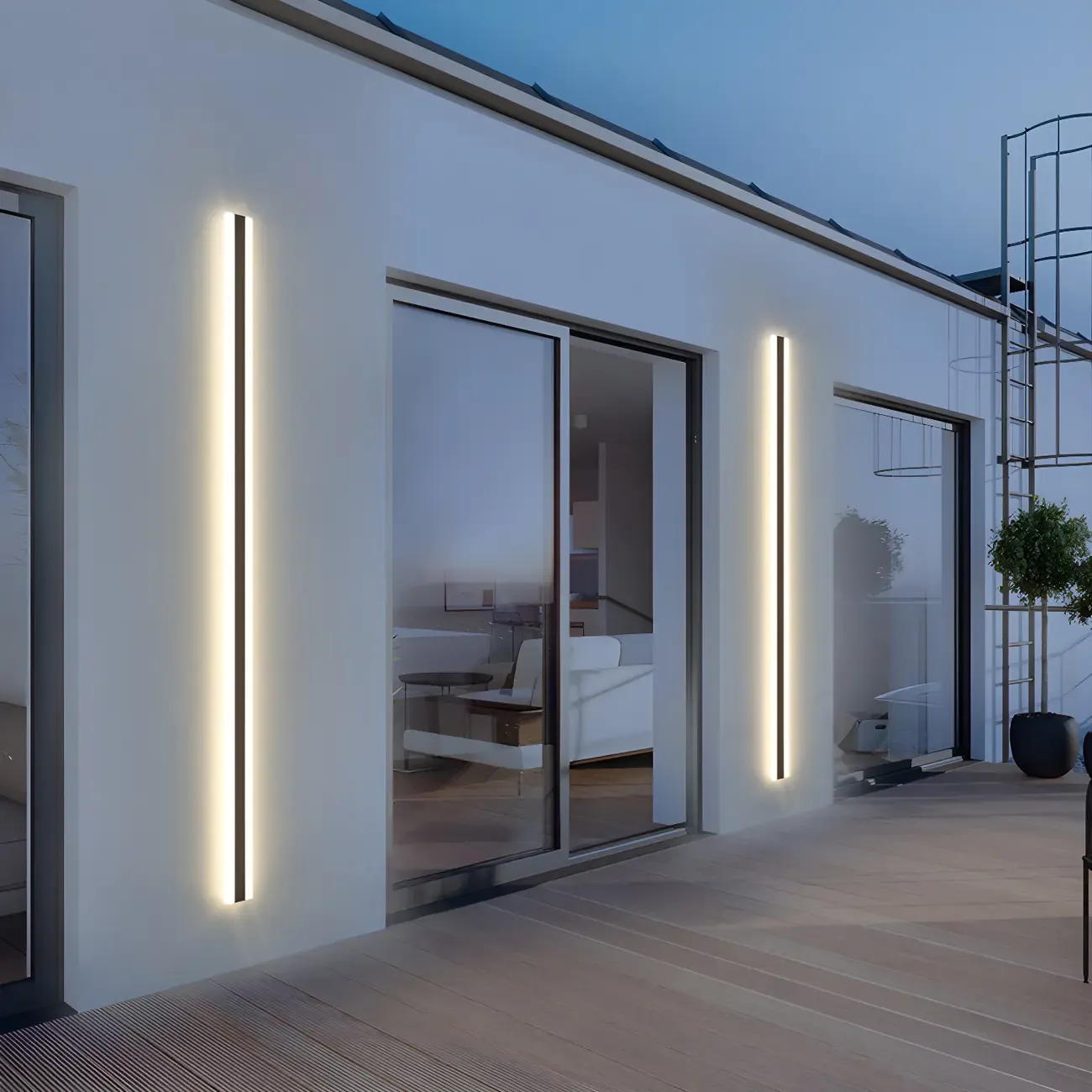 Modern Metal Black Linear LED Outdoor Wall Lights