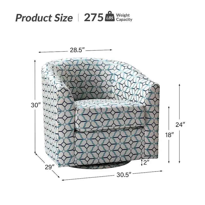 Cuenca Modern Upholstered Barrel Chair with Swivel Base Set of 2