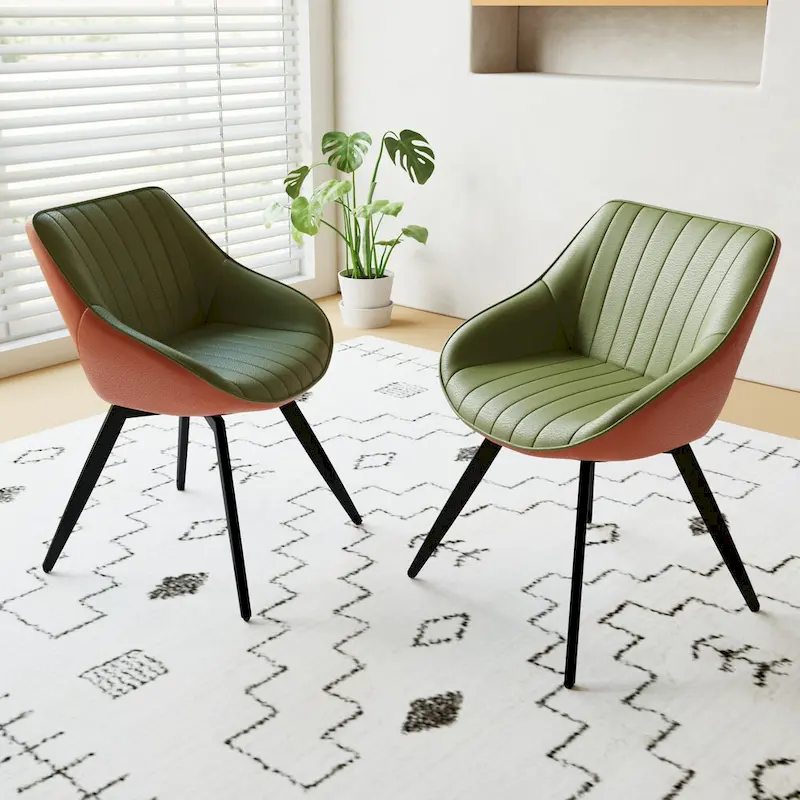 Set Of 2 Dining Chairs With Metal Legs