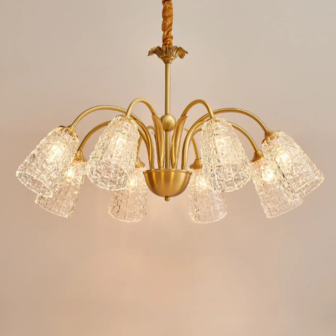 Elegant Gold Downward Crystal Bell Chandelier