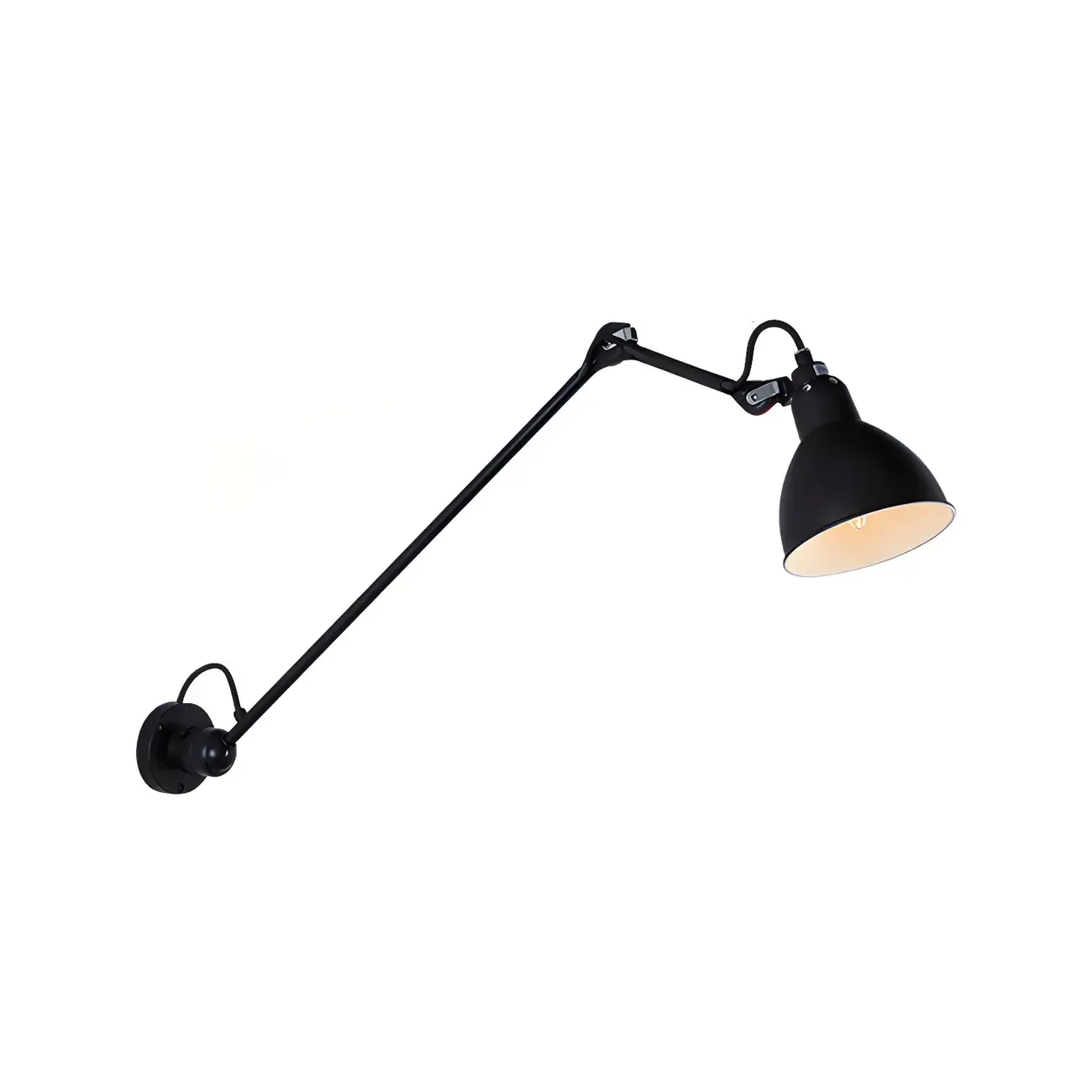 White Inner Shade Black Metal Swing Arm Wall Light