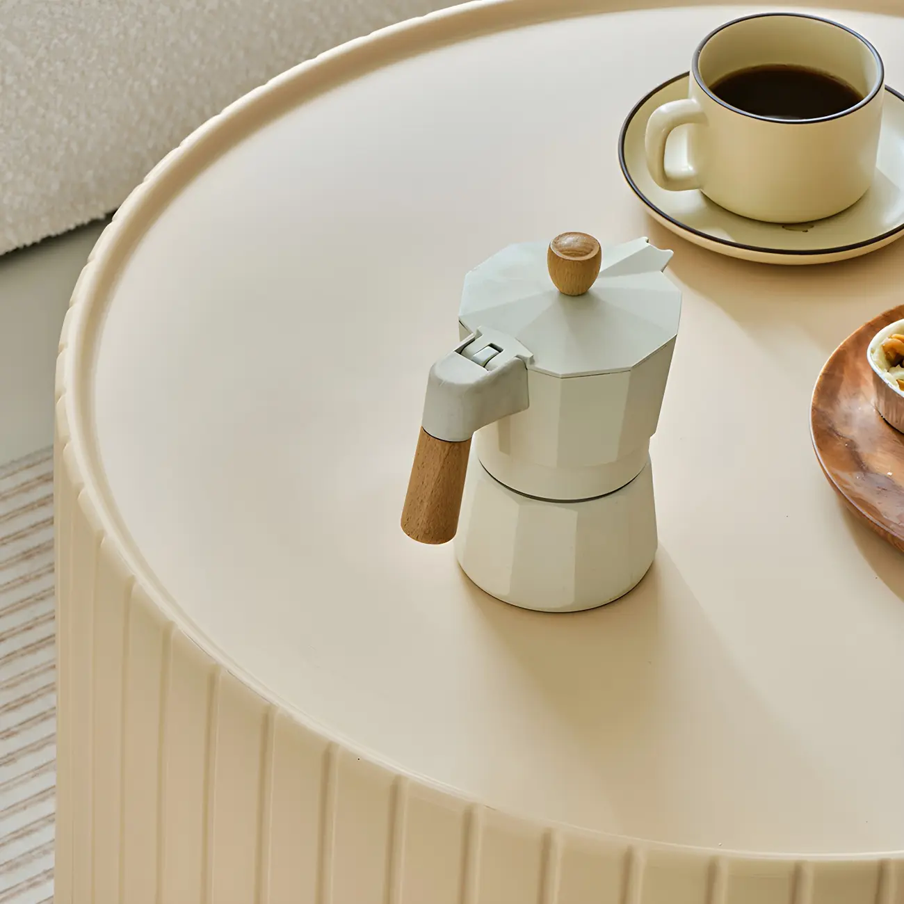 Extendable Acrylic Round Nesting Coffee Table with Tray Top