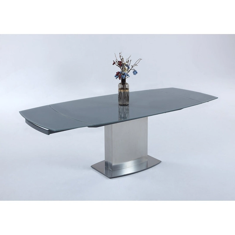 Somette Maya Dining Table with Glass Top - Grey/Silver