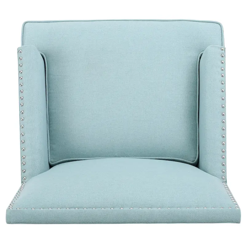 Studded Fabric Club Chair – Light Blue / Teal / Grey, Single Seat