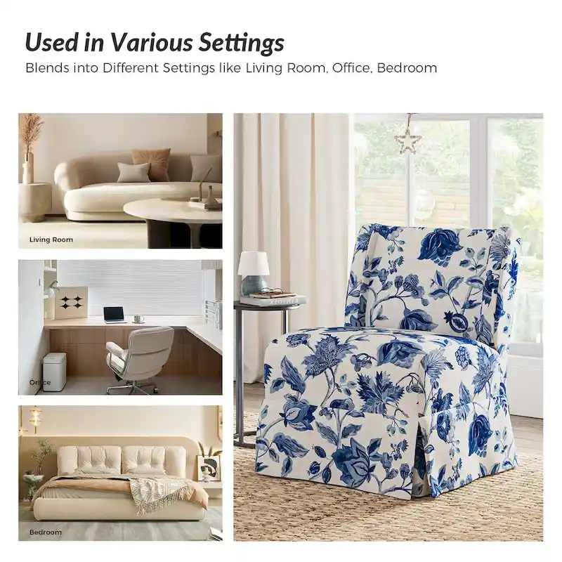 Falk Transitional Upholstered Slipper Chair with Slipcover and Solid Wood Legs Set of 2 by HULALA HOME