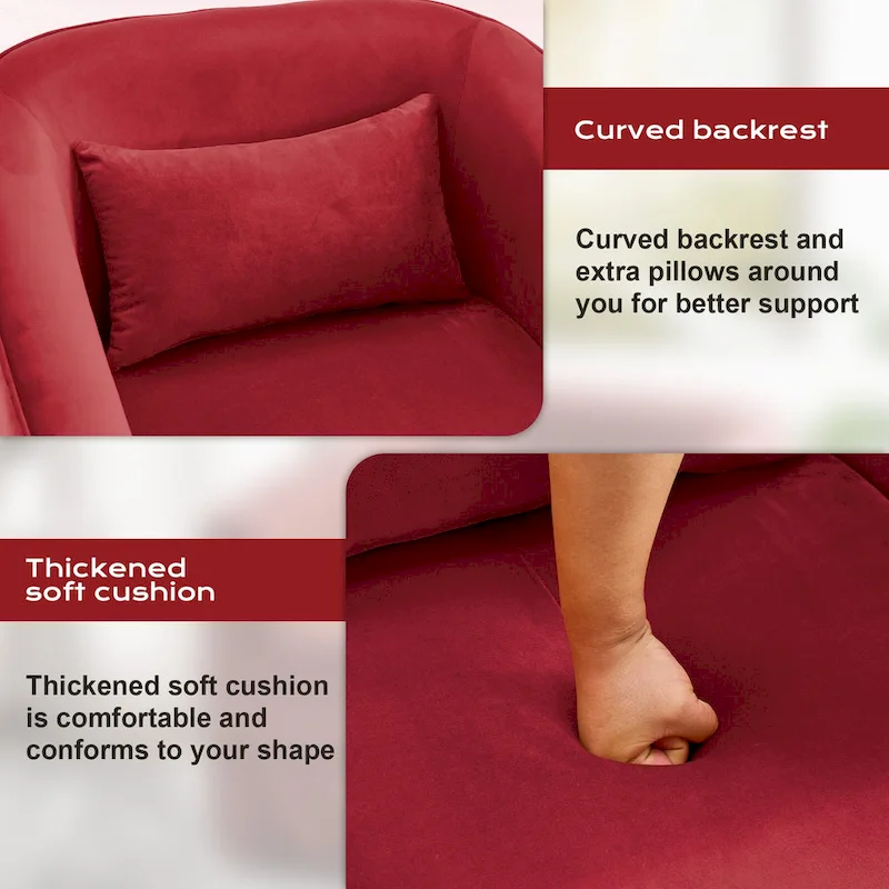 Ouyessir Upholstered Swivel Barrel Chair 360 Degree Accent Chair Fabric Armchair