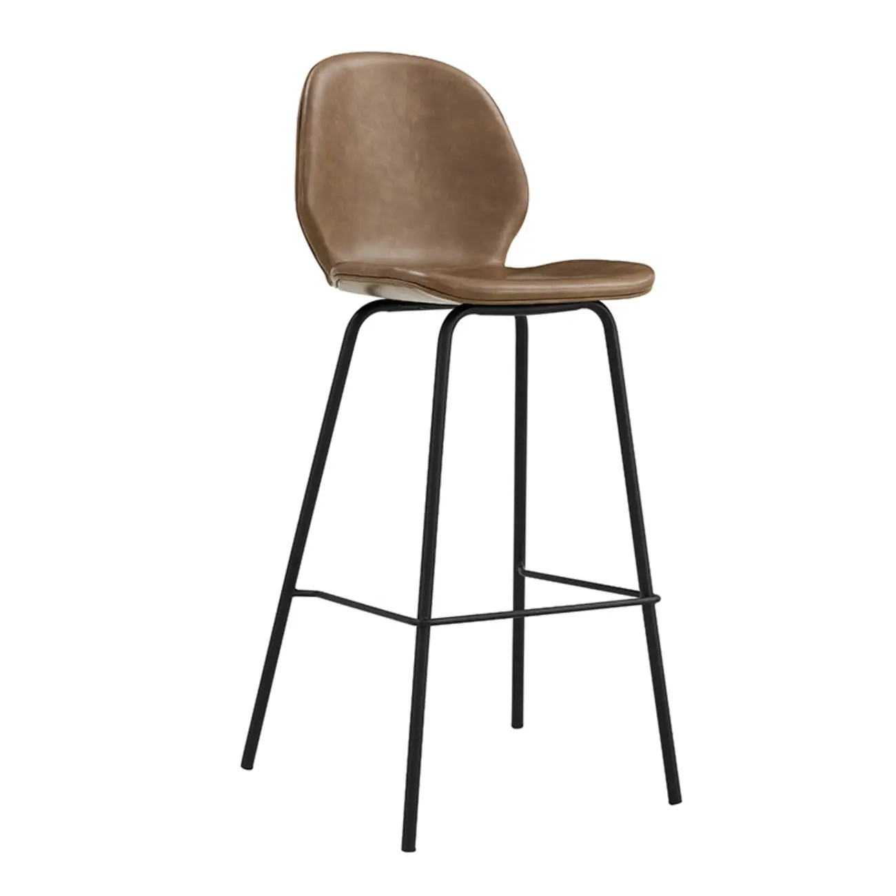 Modern Metal Frame Leather Bar Stool Counter Height