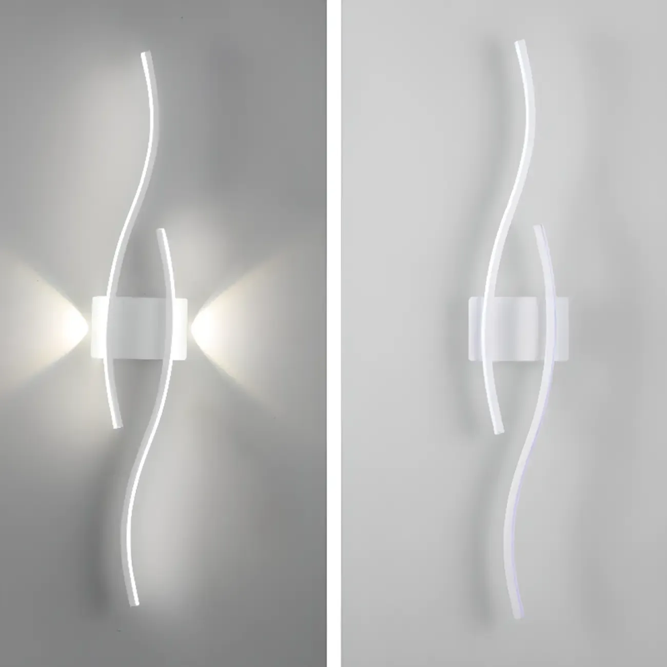Modern Metal Dual Wave Linear LED Wall Sconce Dimmable