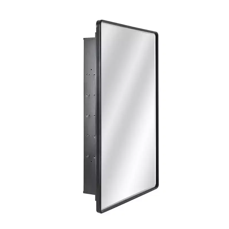 Head West 16.5"x27.5" Black Metal Wall Mount Storage Organizer with Glass Shelves