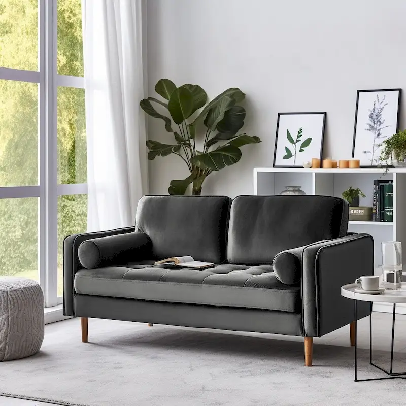 Banavos 58 Velvet Square Arm Loveseat