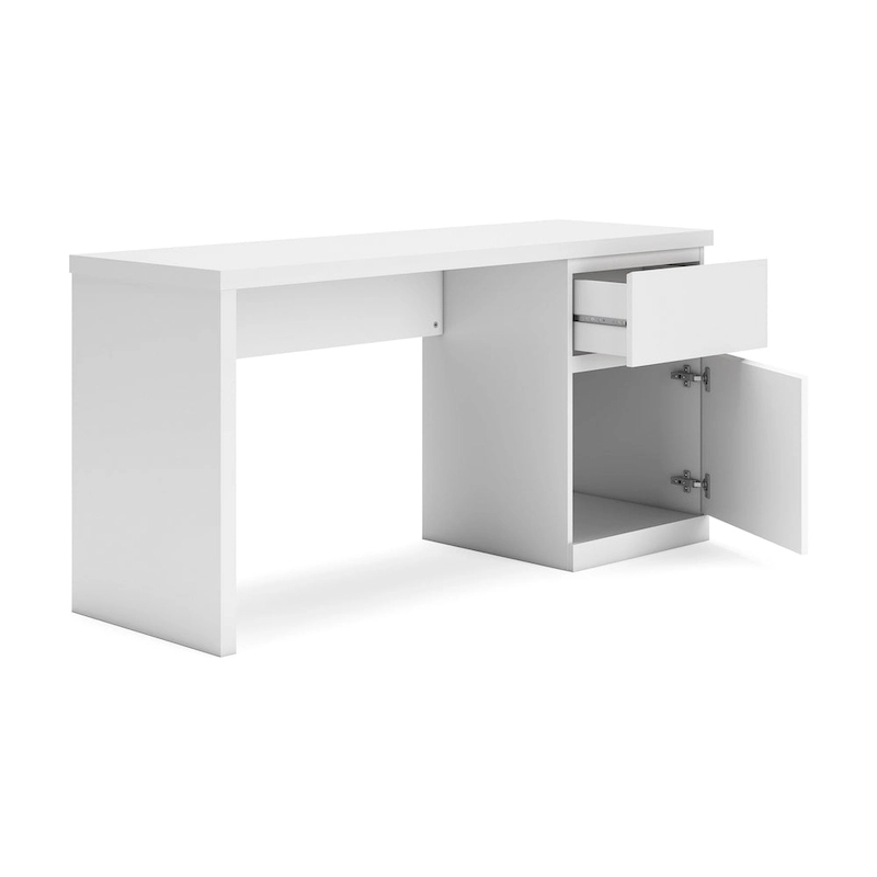 Onira Home Office Desk, 60 Inch Rectangular Top w Drawer, White Wood