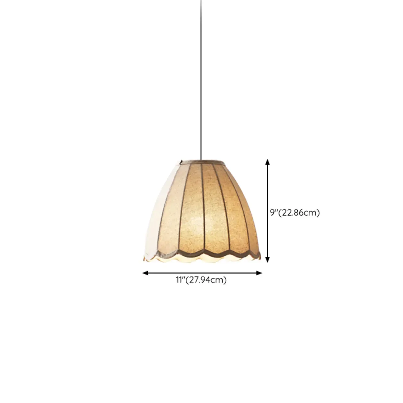 Beige Bell Shaped Fabric Pendant Light Hanging Fixture