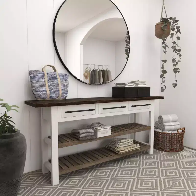 Farmhouse Wood Rectangle Console Table White - Olivia & May