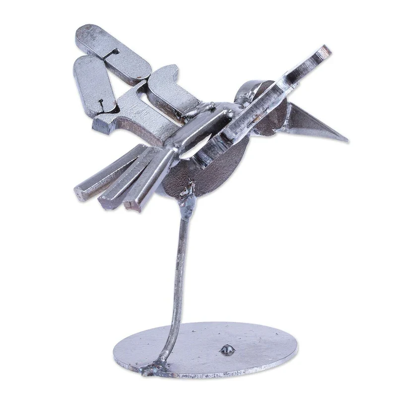 Novica Handmade Powerful Flight Recycled Scrap Metal Statuette