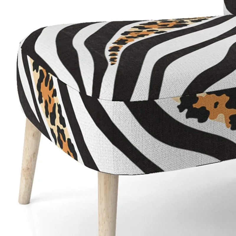 Designart Zebra and Leopard Mix Pattern III Upholstered Cabin & Lodge Accent Chair and Arm Chair