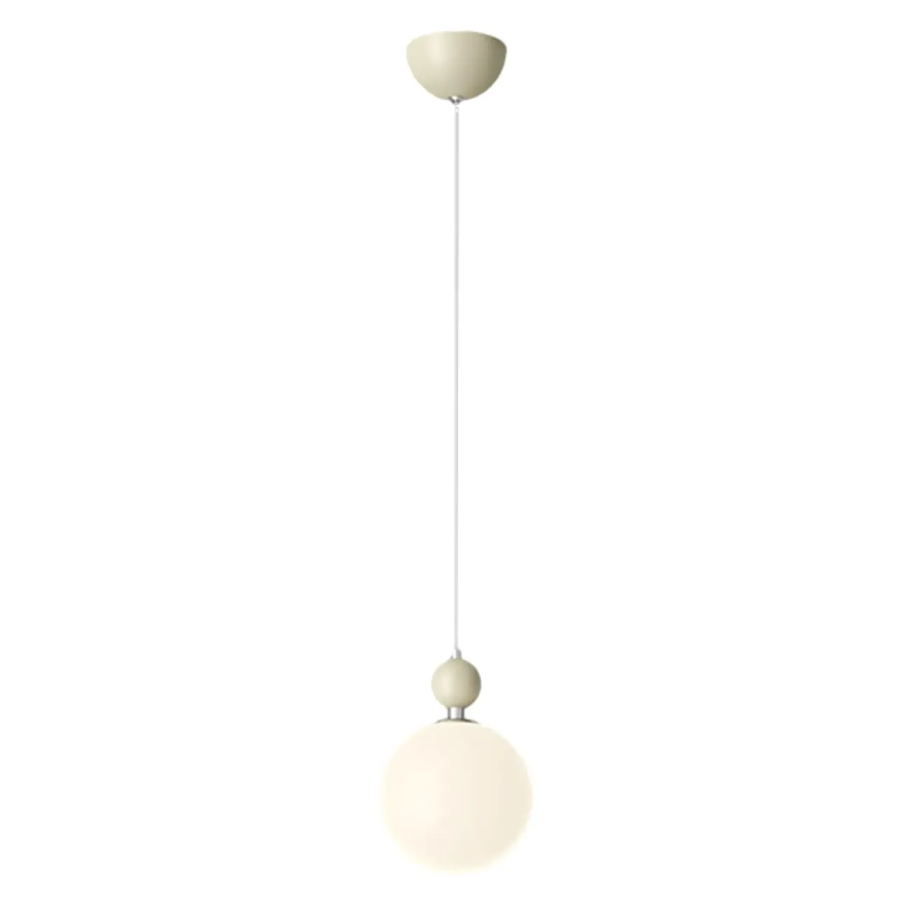 Elegant Milky Glass Globe LED Pendant Light with Bead Detail