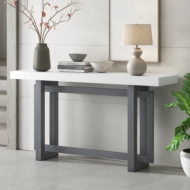 59.1 Modern Solid Wood Console Table with Unique Leg Design for Entryway or Living Room