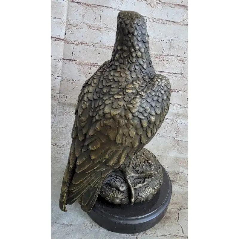 Guardian Eagle Hawk Bird Bronze Statue Sculpture Figure 12 Inches X 9 Inches