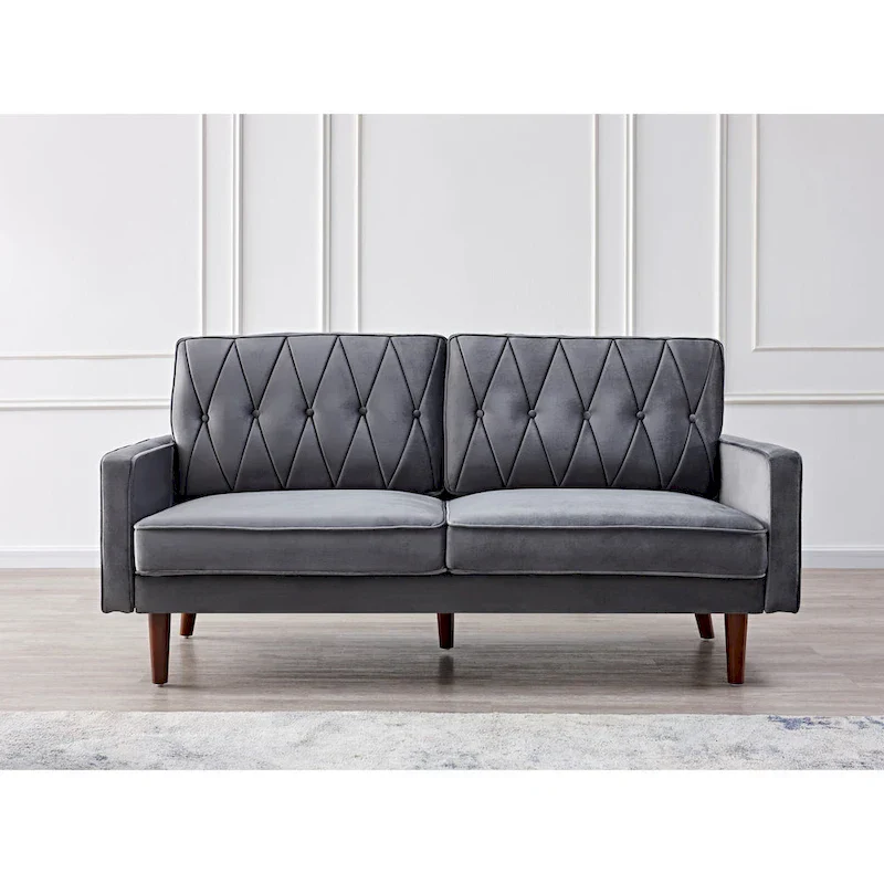 Feemster 69.3 Wide Velvet Tufted Cushion Back Sofa