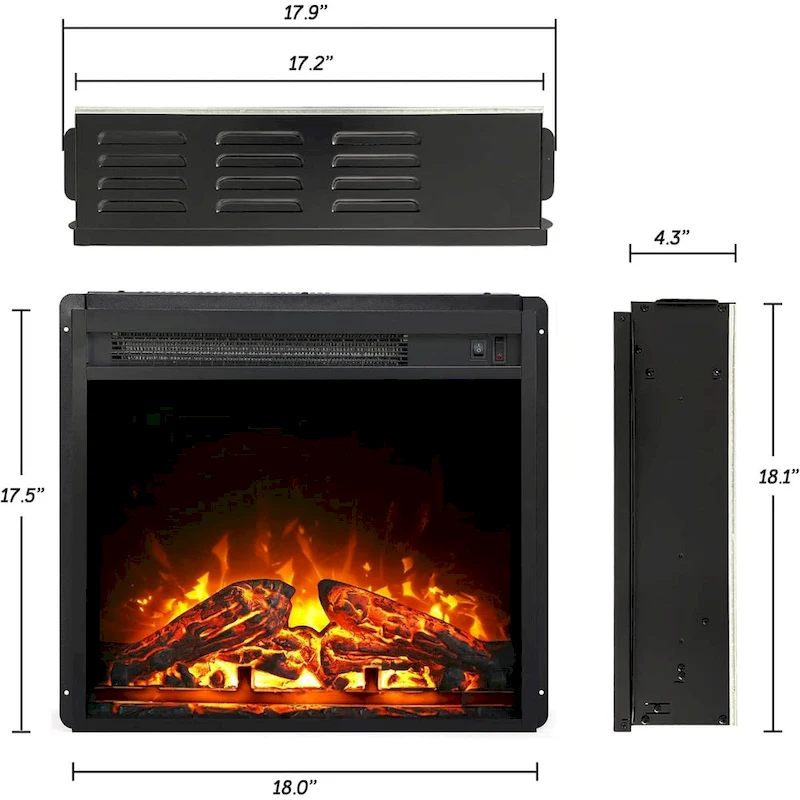 WAMPAT 36 inch 3 Sided Glass Electric Fireplace InsertBlack