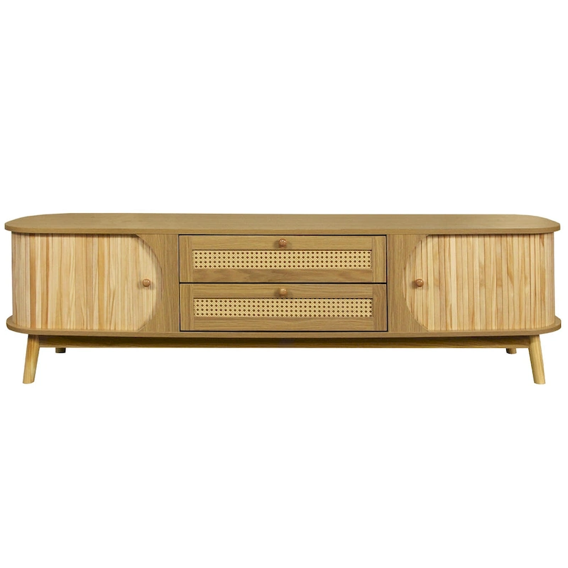 Modern Farmhouse Rattan TV Stand