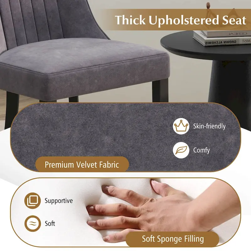 Channel Tufted Dining Chair with High Backrest