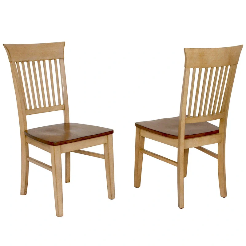 Distressed Two Tone Light Creamy Wheat with Warm Pecan Brown Side Chair (Set of 2) - 22L x 18W x 38H