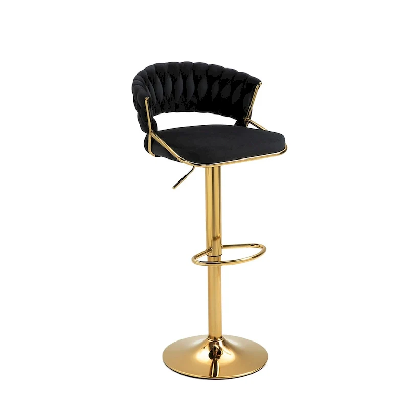 Set of 4 Bar Stool Adjustable Height with Swivel Seat