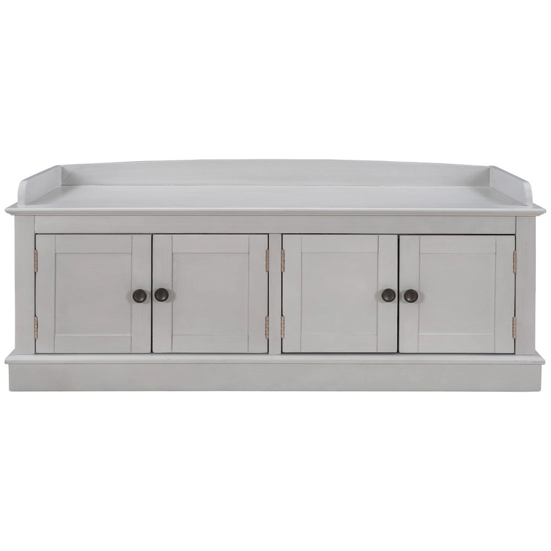 4-door Storage Bench with Adjustable Shelves and Removable Cushion - 42.7L x 15.9W x 17.4H