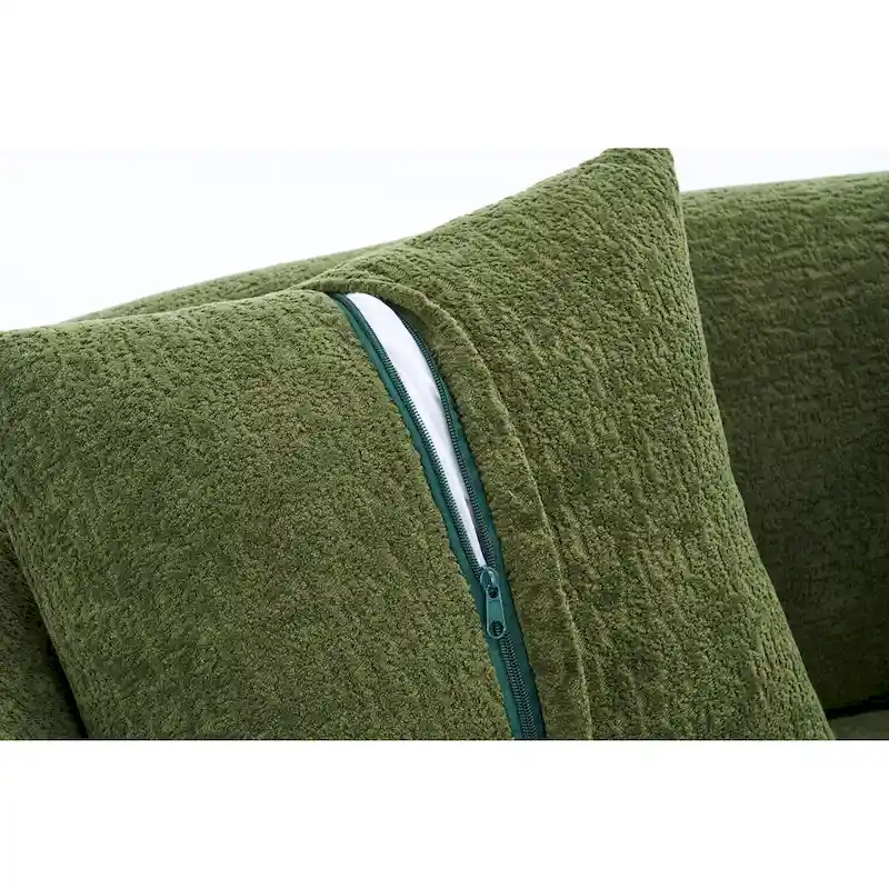 98.4 Chenille L-Shaped 3-Seater Sofa with Chaise Lounge and 4 Pillows