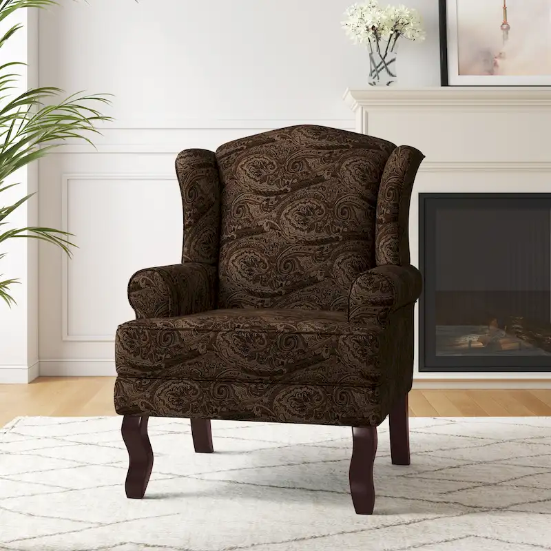 Mid-Century Modern Upholstered Wingback Accent Chair
