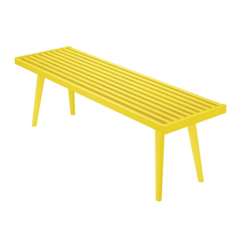 Plank and Beam Mid Century Double Wood Entryway Bench - 56.3 L x 16.5 W x 17.5 H