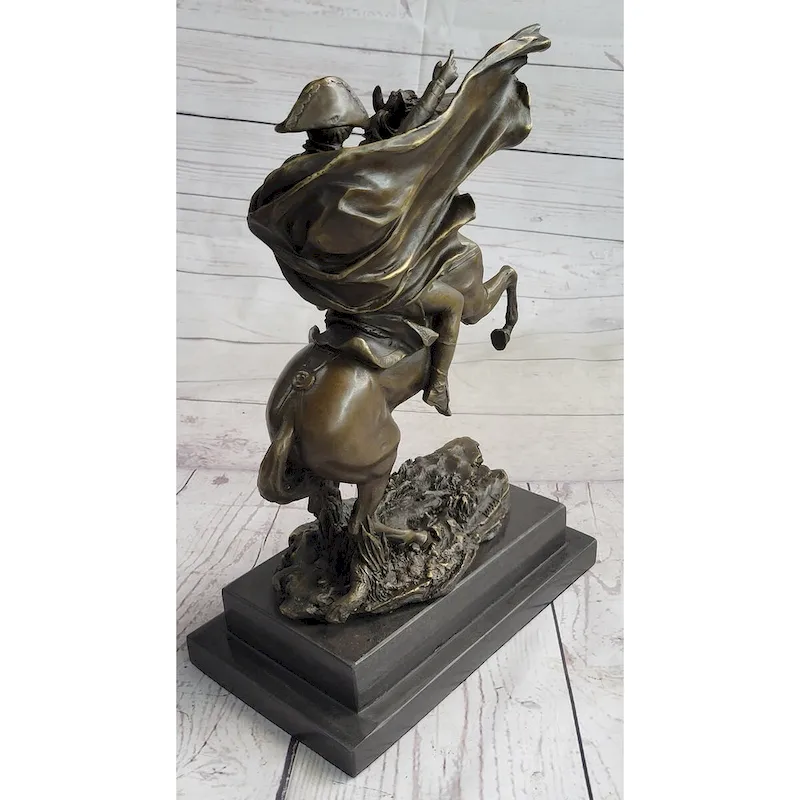 Napoleon Crossing The Alps Bronze Metal Replica Statue Sculpture On Marble Base