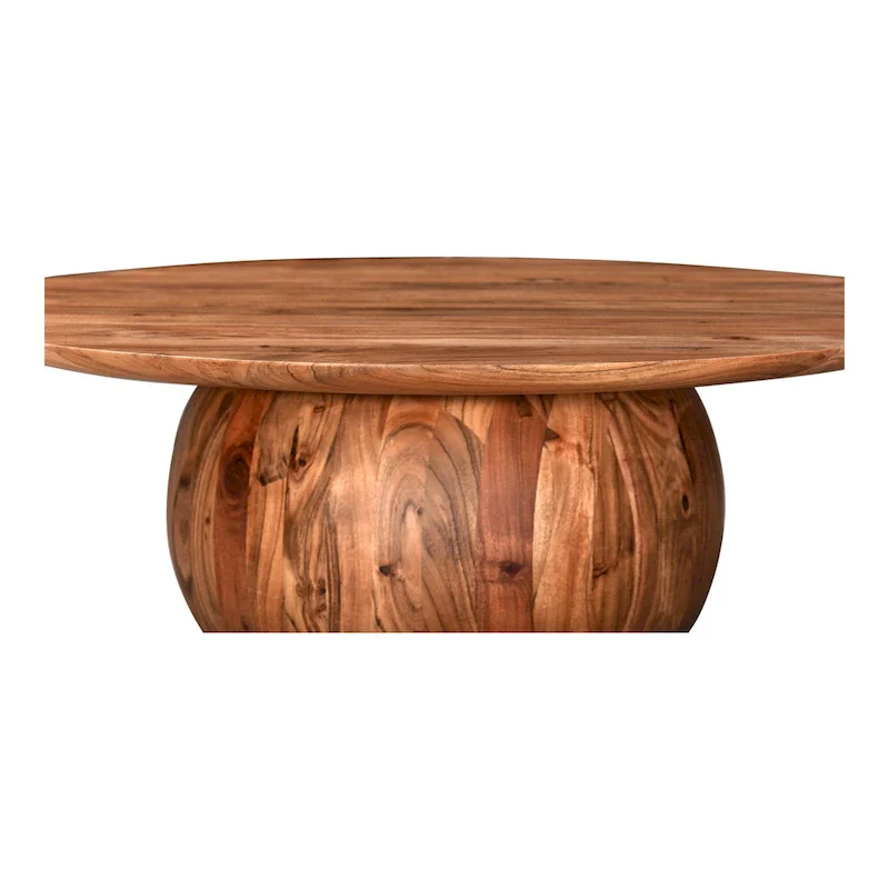 Aurelle Home Modern Solid Acacia Wood Round Base Coffee Table