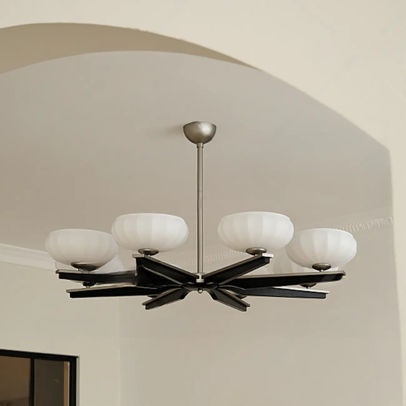 Gold Glass Flower Shaped Modern Linear Chandelier Light