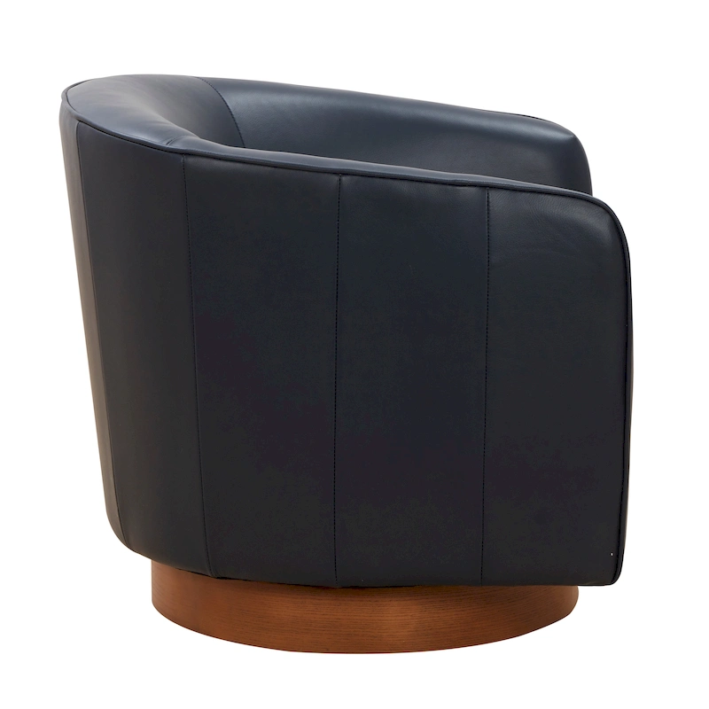 Tito Top Grain Leather Wood Base Swivel Chair by Greyson Living