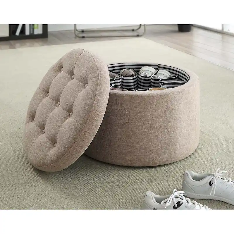 Convenience Concepts Designs4Comfort Round Shoe Storage Ottoman