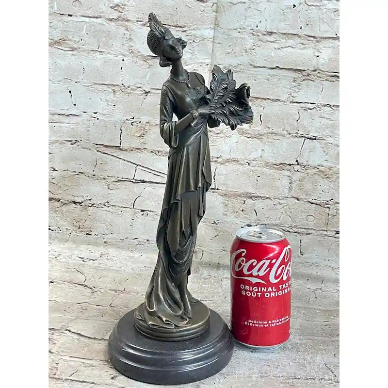 Signed Original Kin 1920 Art Deco Style Woman Bronze Sculpture Figurine