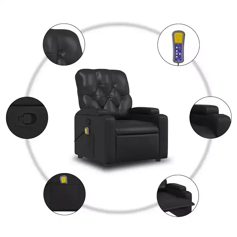 vidaXL Massage Recliner Chair Cream Faux Leather