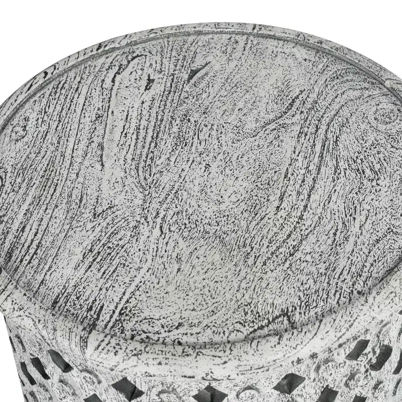 Samir Round End Table Alabaster: Steve Silver Co., No Assembly, Tray Top, Wood, Heathered White