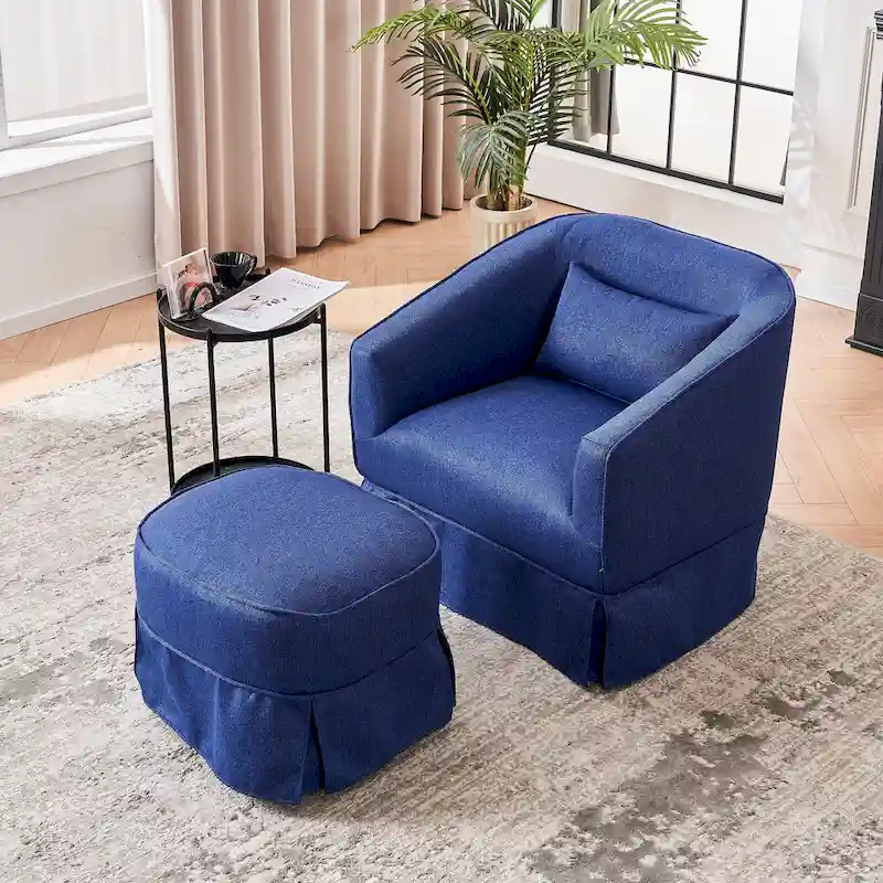 Swivel Barrel Chair with Ottoman