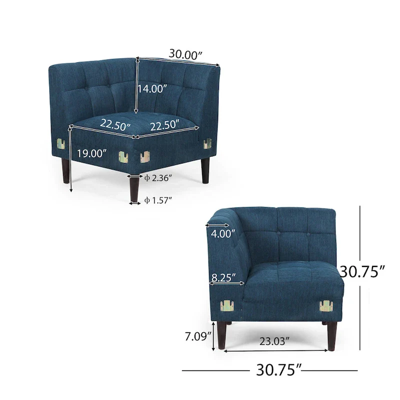 Clermont Mid-century Tufted Sectional Sofa by Christopher Knight Home - 114.00 L x 114.00 W x 30.75 H