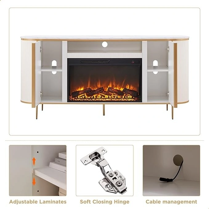 70  Modern Luxury Fireplace TV Stand, Entertainment Center, TV Console